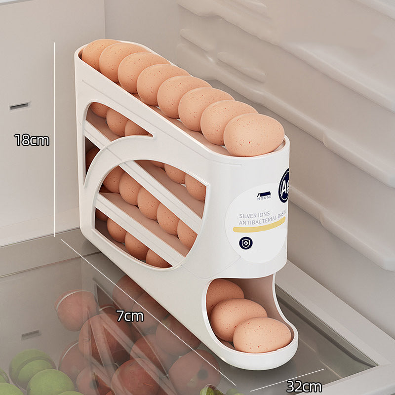 🥚Rolling Egg Organizer for Refrigerator | Space-Saving Egg Holder for Fridge Door ✨ (Offer)