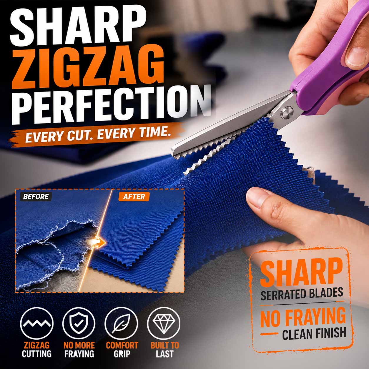 ✨ Time‑Limited Offer ⚡Multipurpose Pinking Shears Serrated Scissors