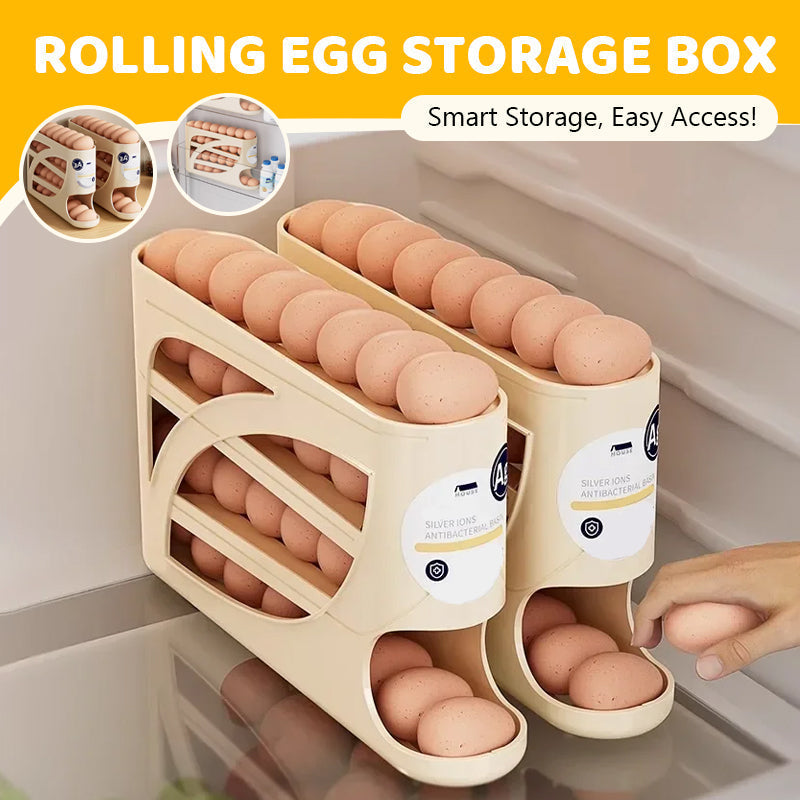 🥚Rolling Egg Organizer for Refrigerator | Space-Saving Egg Holder for Fridge Door ✨ (Offer)