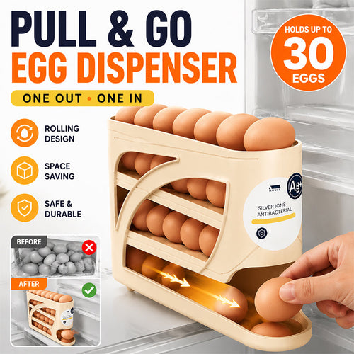 🥚Rolling Egg Organizer for Refrigerator | Space-Saving Egg Holder for Fridge Door ✨ (Offer)