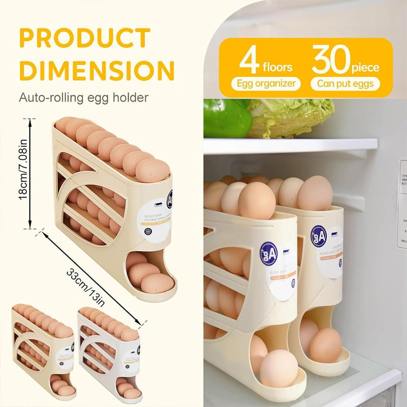 🥚Rolling Egg Organizer for Refrigerator | Space-Saving Egg Holder for Fridge Door ✨ (Offer)