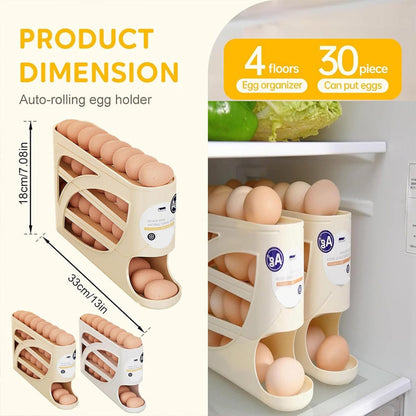 🥚Rolling Egg Organizer for Refrigerator | Space-Saving Egg Holder for Fridge Door ✨ (Offer)