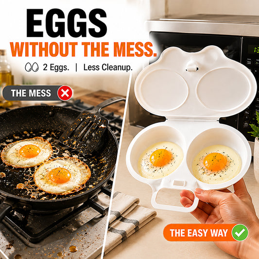 🥳2026 HOT SALE🥳💞50K+ SOLD! 🥗🎁 50% OFF + BUY 2 GET 1 FREE! Microwave Egg Poacher – From £4.99! Dual‑cavity, non‑stick & easy clean. Healthier than frying – stock up & save! 🏠✅