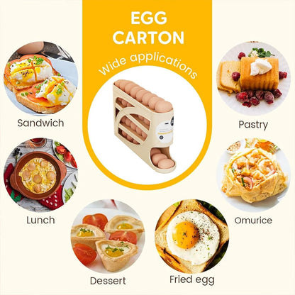 🥚Rolling Egg Organizer for Refrigerator | Space-Saving Egg Holder for Fridge Door ✨ (Offer)