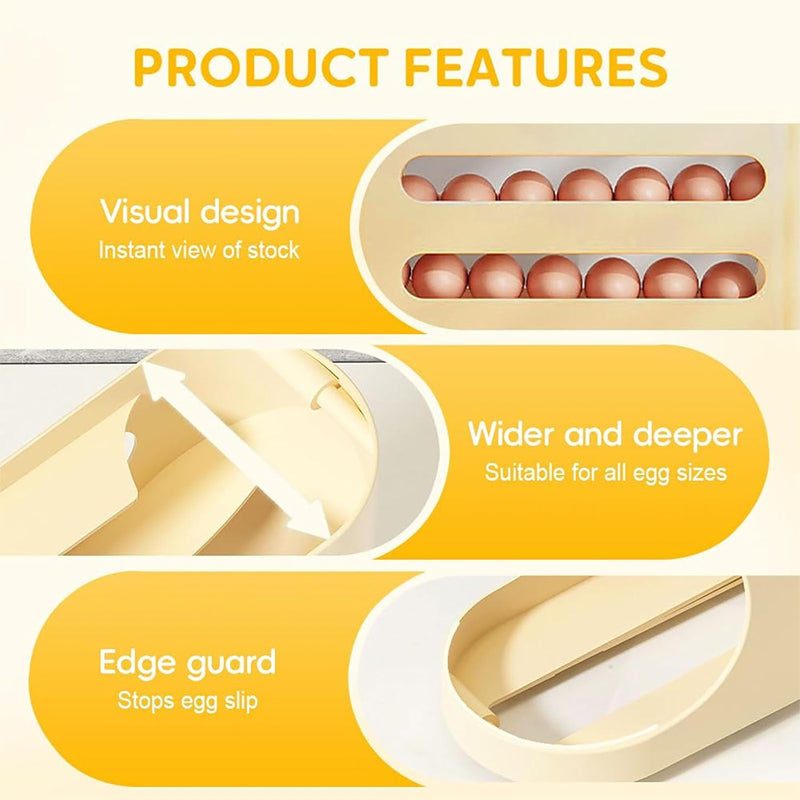 🥚Rolling Egg Organizer for Refrigerator | Space-Saving Egg Holder for Fridge Door ✨ (Offer)