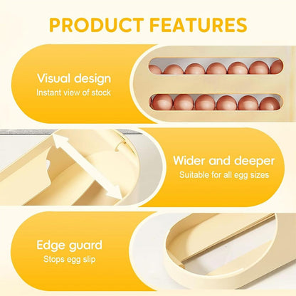 🥚Rolling Egg Organizer for Refrigerator | Space-Saving Egg Holder for Fridge Door ✨ (Offer)