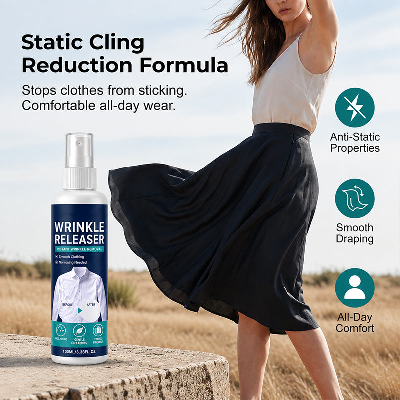 👔✨ Instant Wrinkle Release – No Iron, Travel-Ready, Static-Free & Fresh (Offer)
