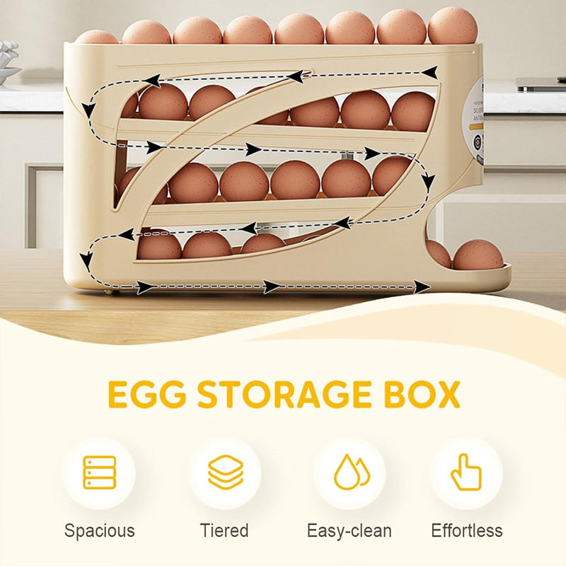 🥚Rolling Egg Organizer for Refrigerator | Space-Saving Egg Holder for Fridge Door ✨ (Offer)