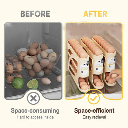 🥚Rolling Egg Organizer for Refrigerator | Space-Saving Egg Holder for Fridge Door ✨ (Offer)