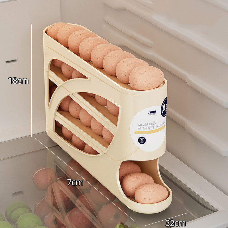 🥚Rolling Egg Organizer for Refrigerator | Space-Saving Egg Holder for Fridge Door ✨ (Offer)