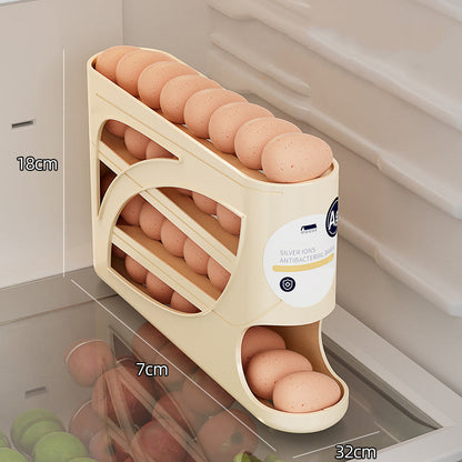 🥚Rolling Egg Organizer for Refrigerator | Space-Saving Egg Holder for Fridge Door ✨ (Offer)