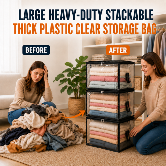 🔥LIMITED TIME 50% OFF📦Large Heavy-Duty Stackable Thick Plastic Clear Storage Bag