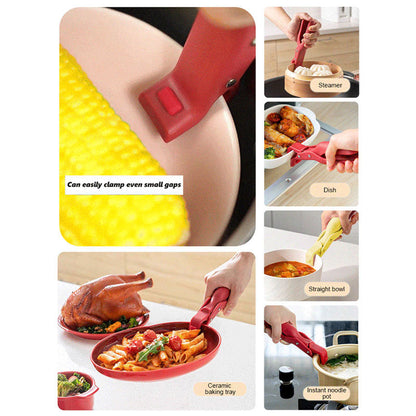 💝One Clip for Bowls, Lids & More!Anti-Scald Holder Clip- Multi-Purpose Kitchen Helper – Saves Space & Hassle